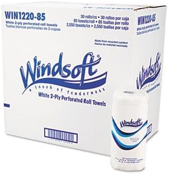 Windsoft Perforated Paper Towel Rolls, 11 x 8 4/5, White