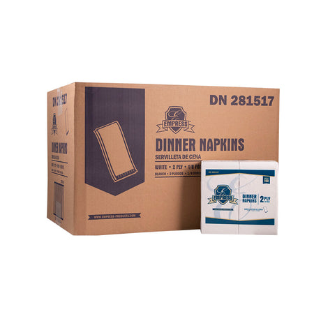 Empress Dinner Napkin Brick Pack 15” x 16” 1/8 Fold 2 Ply White