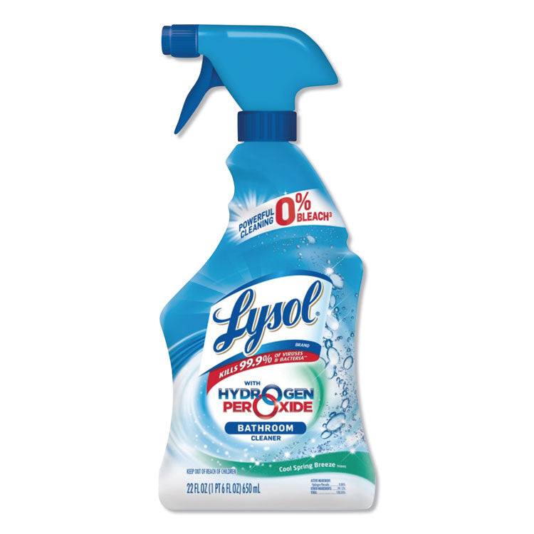 Lysol® Bathroom Cleaner With Hydrogen Peroxide, Cool Spring Breeze, Twelve 22oz Trigger Spray Bottles per Carton