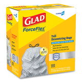 Glad® ForceFlex Tall Kitchen Trash Bags, Gray, 100/box, 0.72mil, 13gal