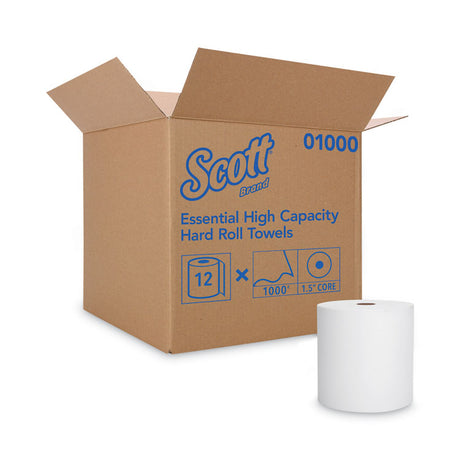 Kimberly-Clark Professional SCOTT High-Capacity Hard Roll Towels - 8 x 1000', White (12 Rolls) | Exceptionally Absorbent, Space-Saving Design | Eco-Friendly & Certified | Compatible with Kimberly-Clark Professional Dispensers