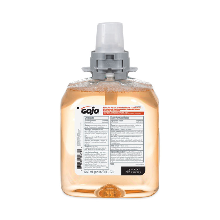 GOJO® Luxury Foaming Antibacterial Hand Soap | Fresh Fruit Scented | 1250 mL Pump | 4 Refills per Carton