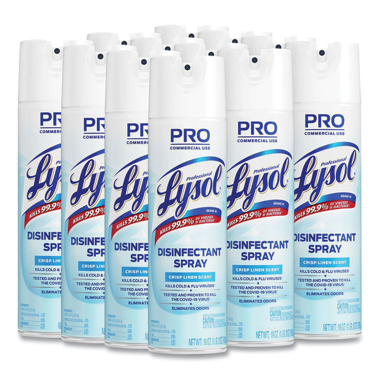 Lysol® Professional Disinfectant Spray Crisp Linen | Pack of 12 | (19 oz./canister)