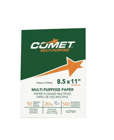 Comet Multi-Purpose Copy Paper, 8-1/2 x 11 inches, Case of 10 Reams