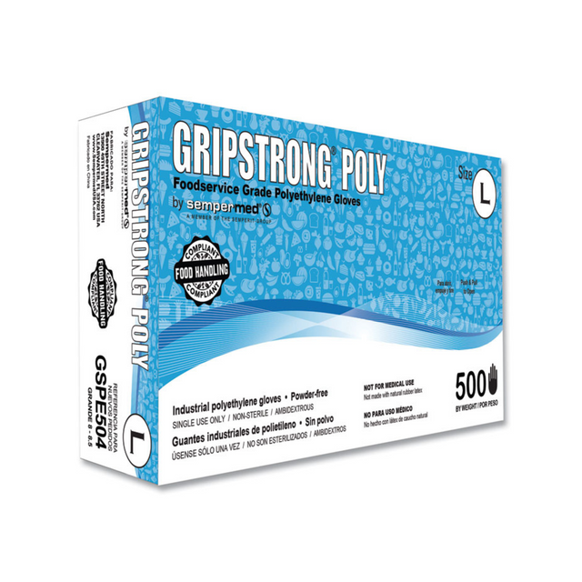 GripStrong Poly | Food Service Grade Polyethylene Gloves | Size L